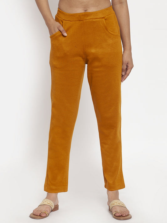Mustard Woolen Pocket Pant