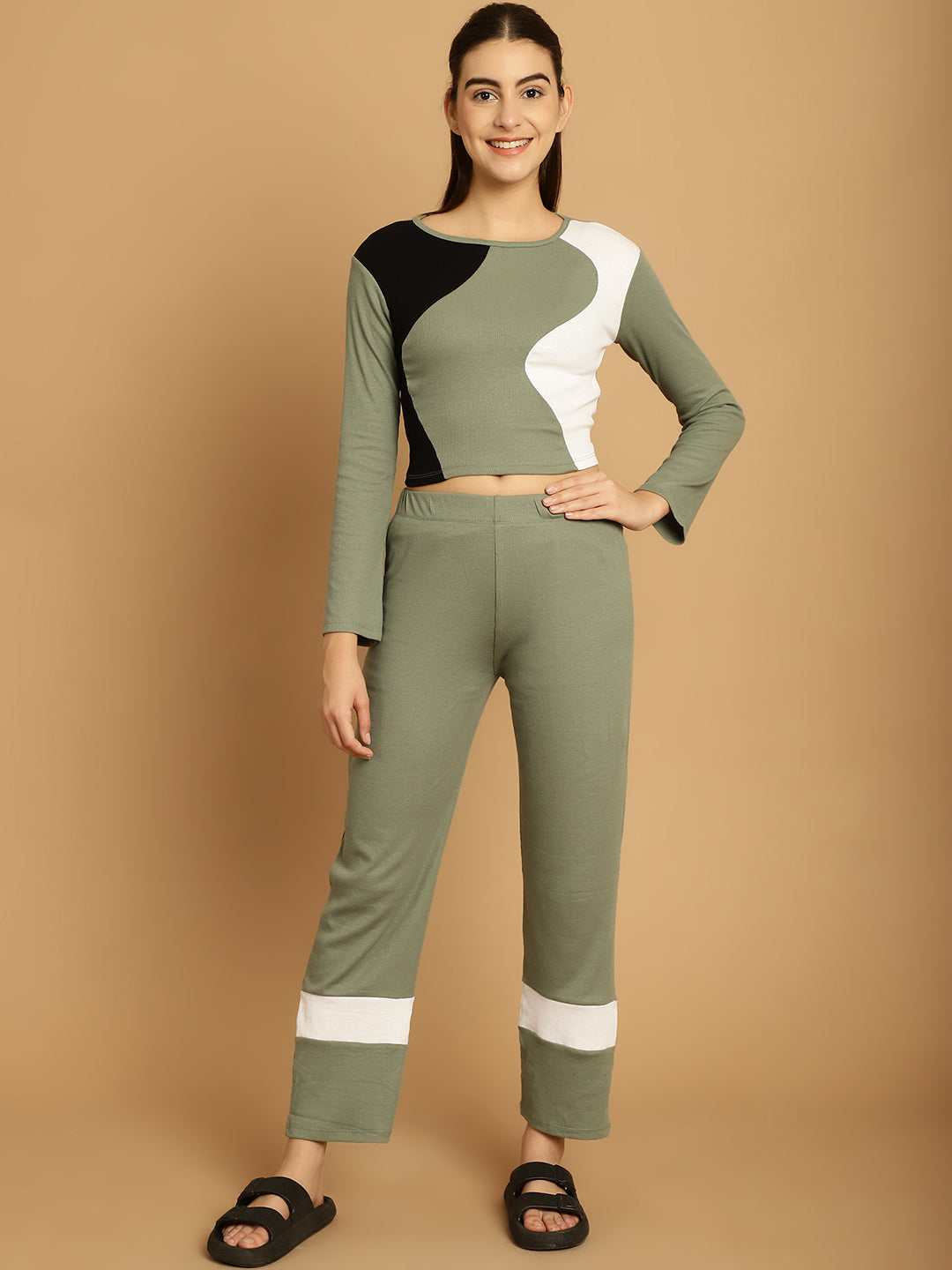 Olive Colorblocked Co-Ord Set