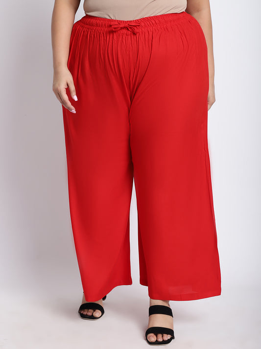Red Rayon Plus Palazzo