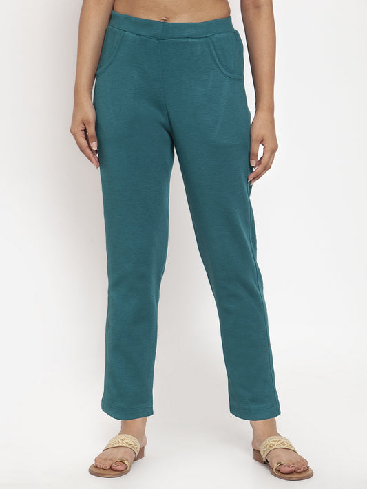 Turquoise Blue Woolen Pocket Pant