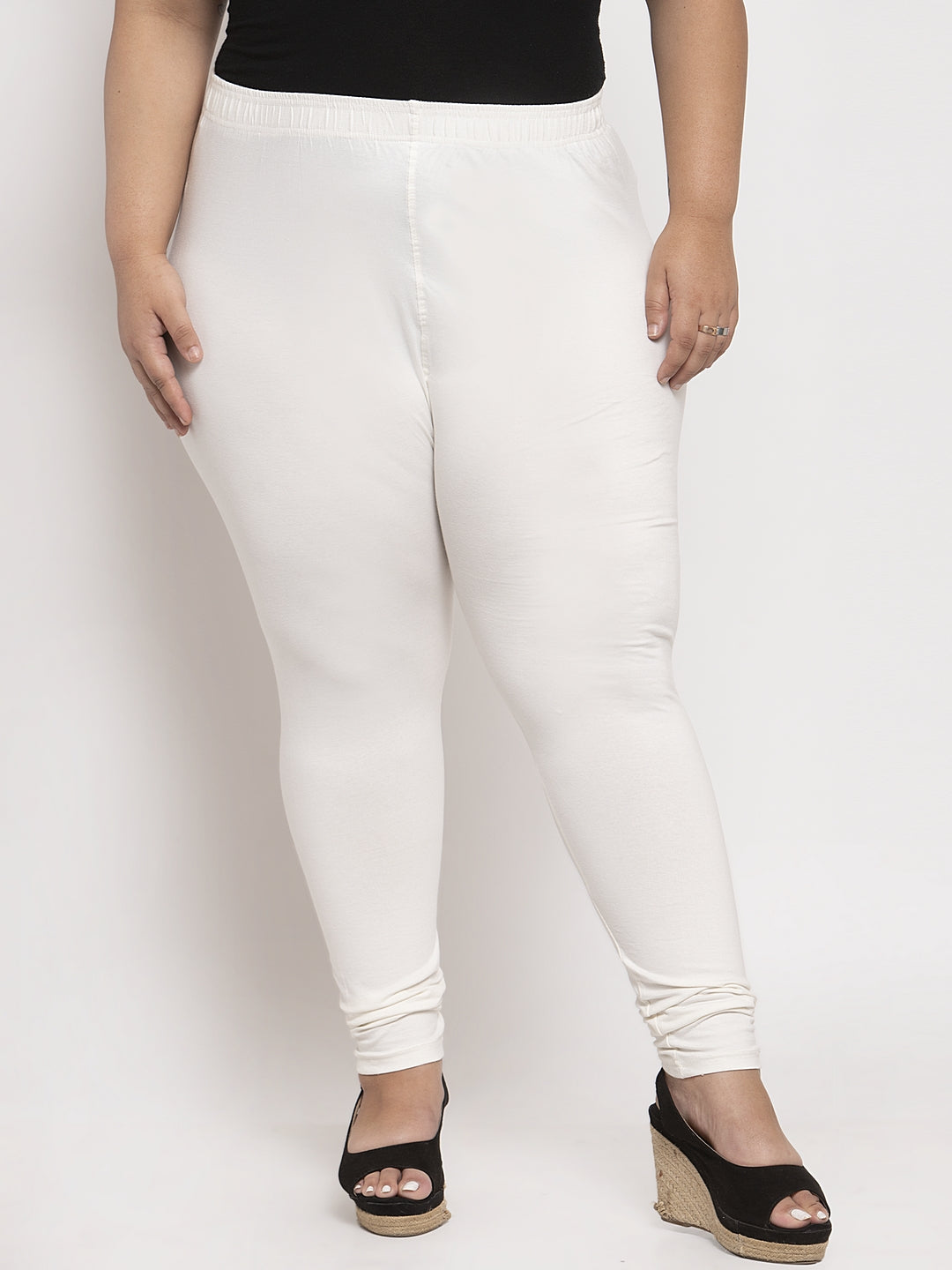 Off White Ankle Length Plus Legging