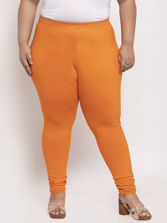 Orange Ankle Length Plus Legging