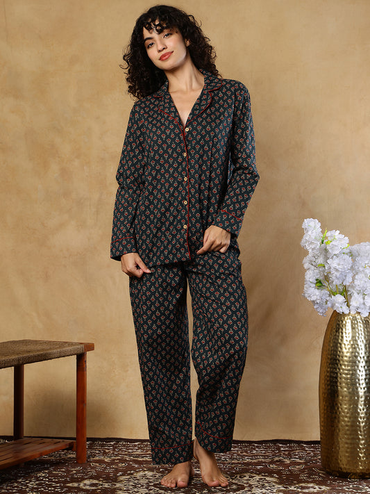 Sanam Booti Collar Night Suit