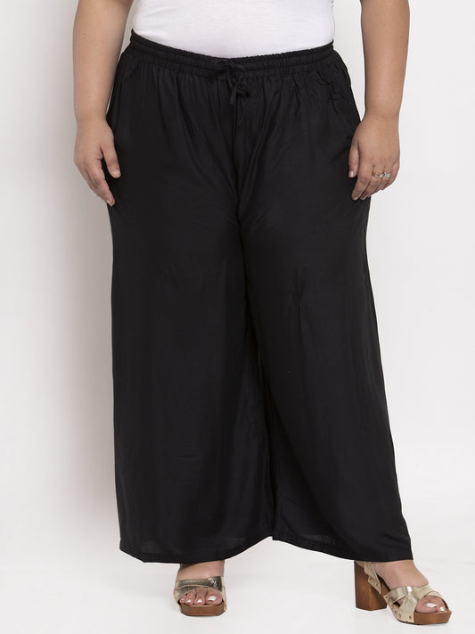 Black Rayon Plus Palazzo