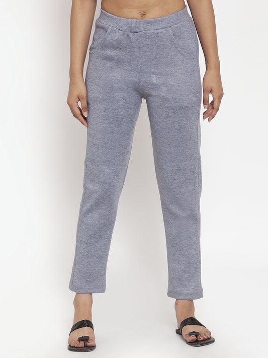 Light Grey Woolen Pocket Pant