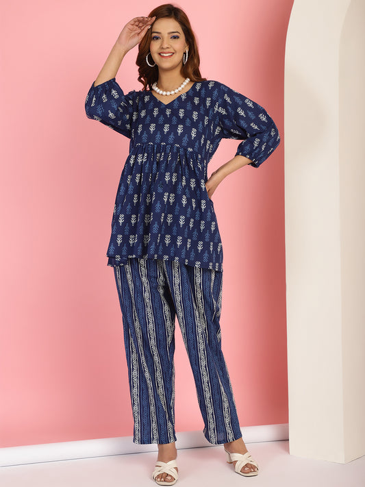 Indigo Phool Co-Ord Set
