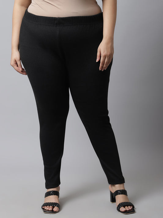Black Woolen Ankle-Length Plus Legging