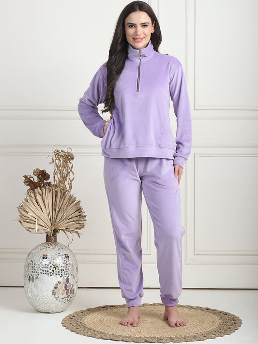 Lavender Velvet Zip Lounge Set