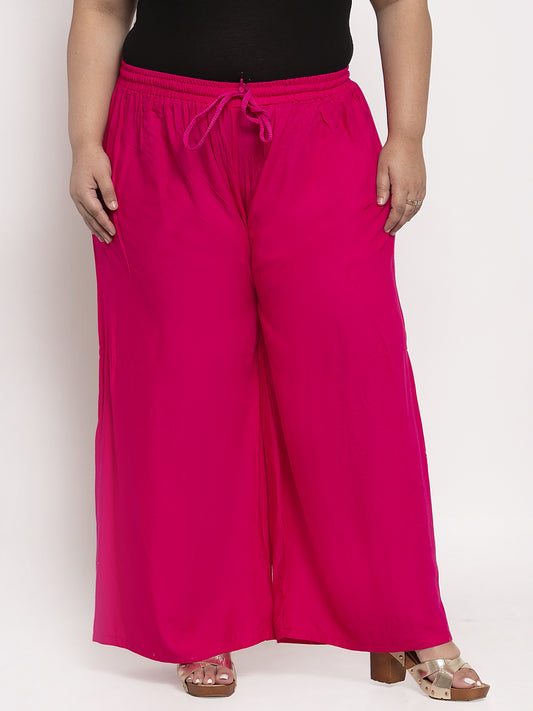 Dark Pink Rayon Plus Palazzo