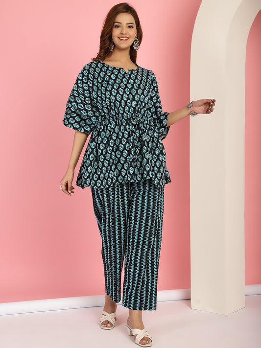 Black Firozi Motif Co-Ord Set