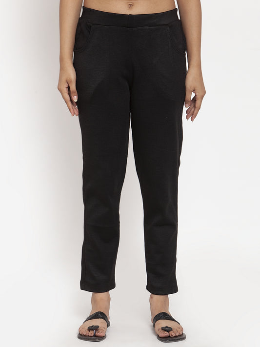 Black Woolen Pocket Pant