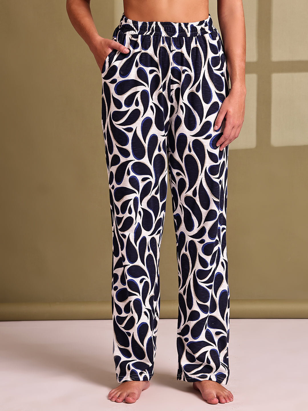 Navy Drop Cotton Hosiery Lounge Pant