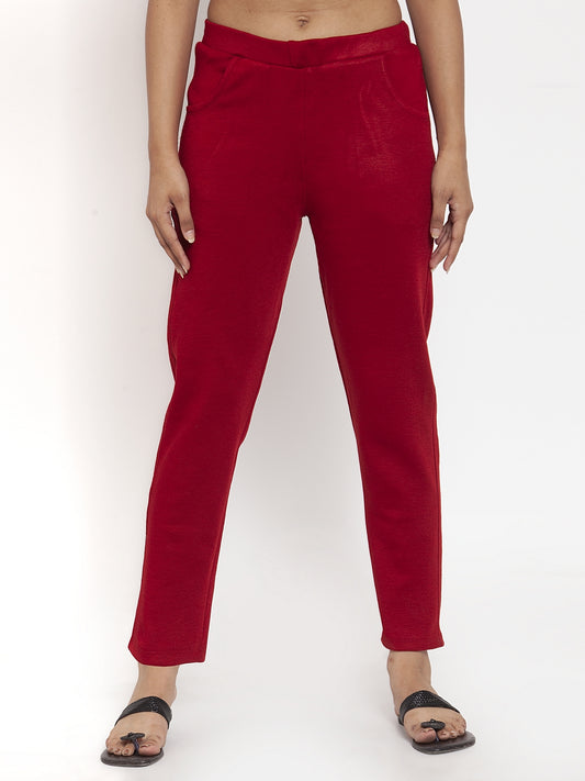 Maroon Woolen Pocket Pant