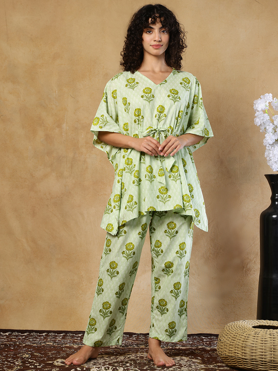 Kachhi Kairi Cotton Kaftan Set