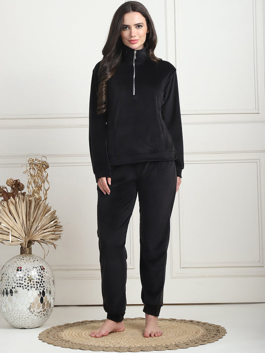 Black Velvet Zip Lounge Set