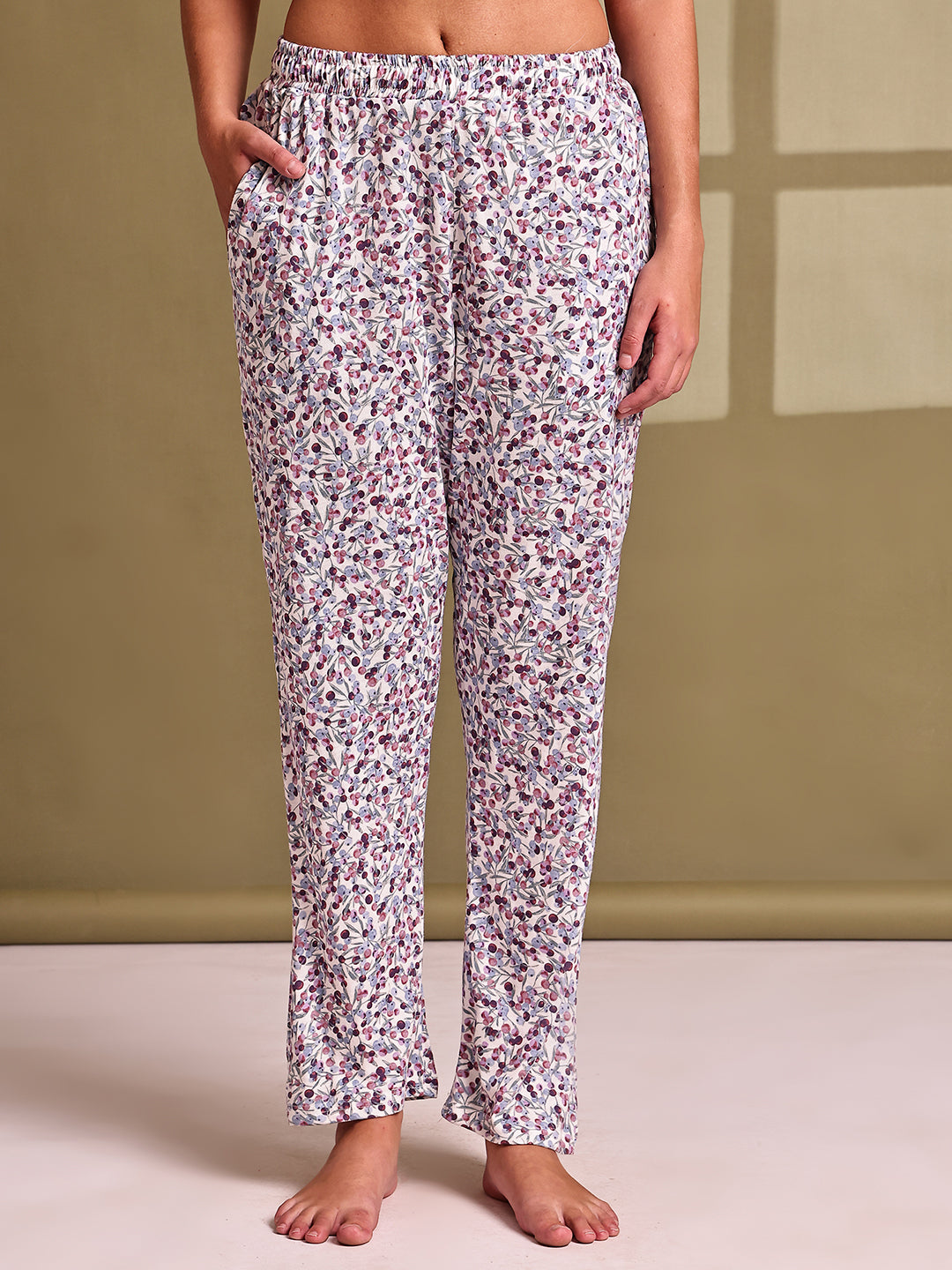 Pink Buds Cotton Hosiery Lounge Pant