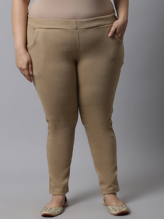 Light Beige Woolen Plus Pocket Pant
