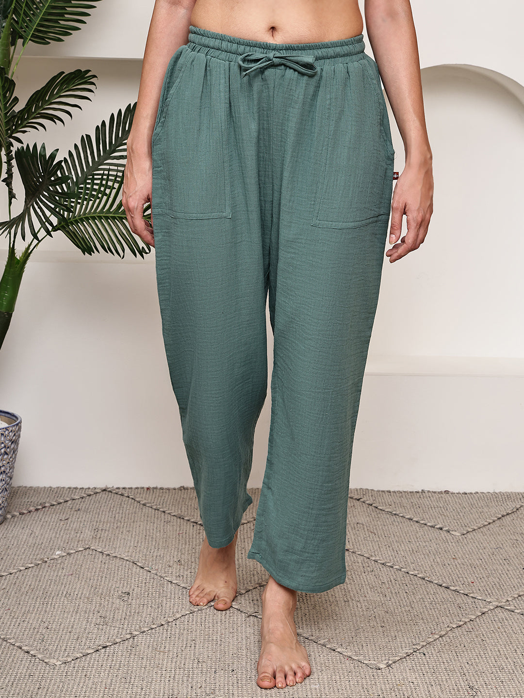 Dusty Green Double Cloth Lounge Pant