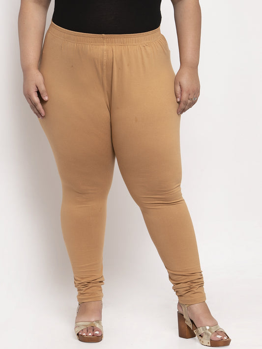 Dark Beige Ankle Length Plus Legging