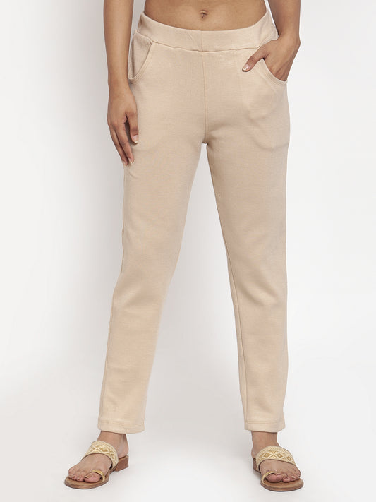 Light Beige Woolen Pocket Pant