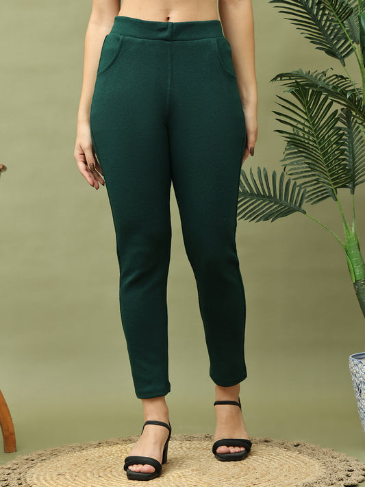 Bottle Green Woolen Pocket Pant