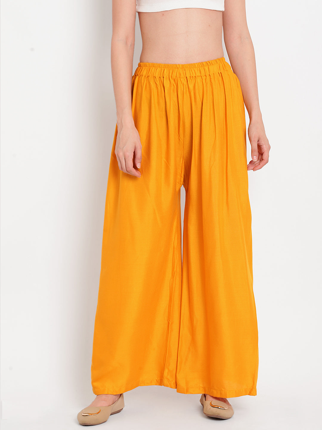 Mustard Solid Rayon Palazzo