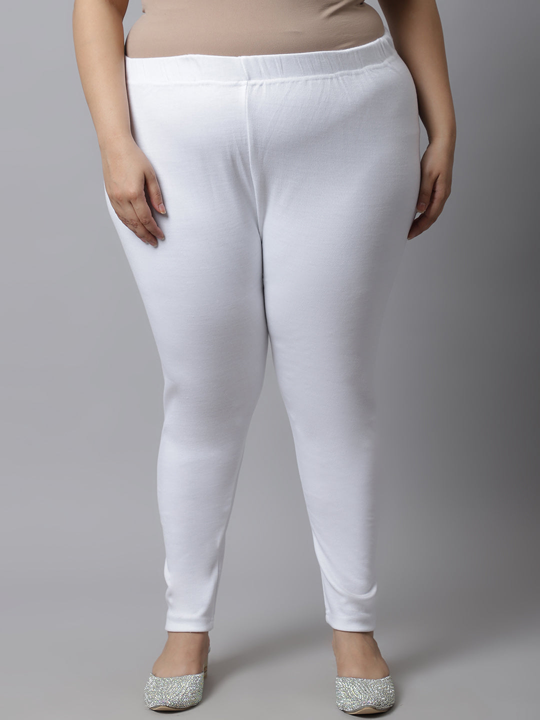 White Woolen Ankle-Length Plus Legging