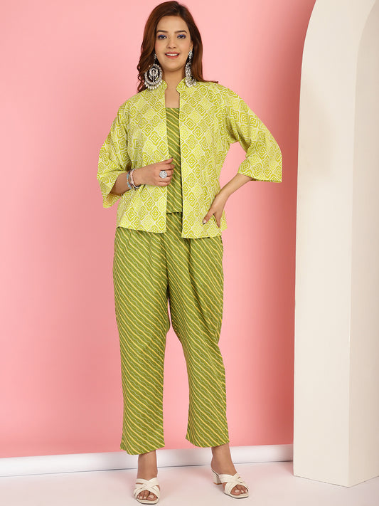 Green Bandhani Leheriya Co-Ord Set