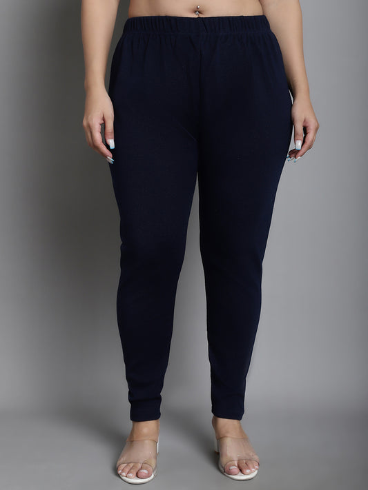 Navy Woolen Ankle-Length Plus Legging