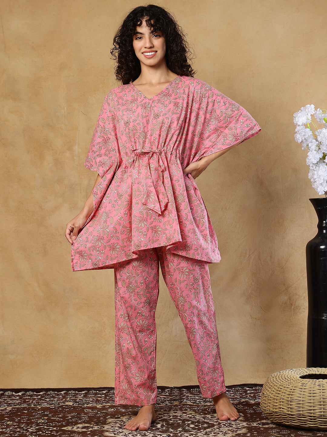 Gulabi Night Cotton Kaftan Set