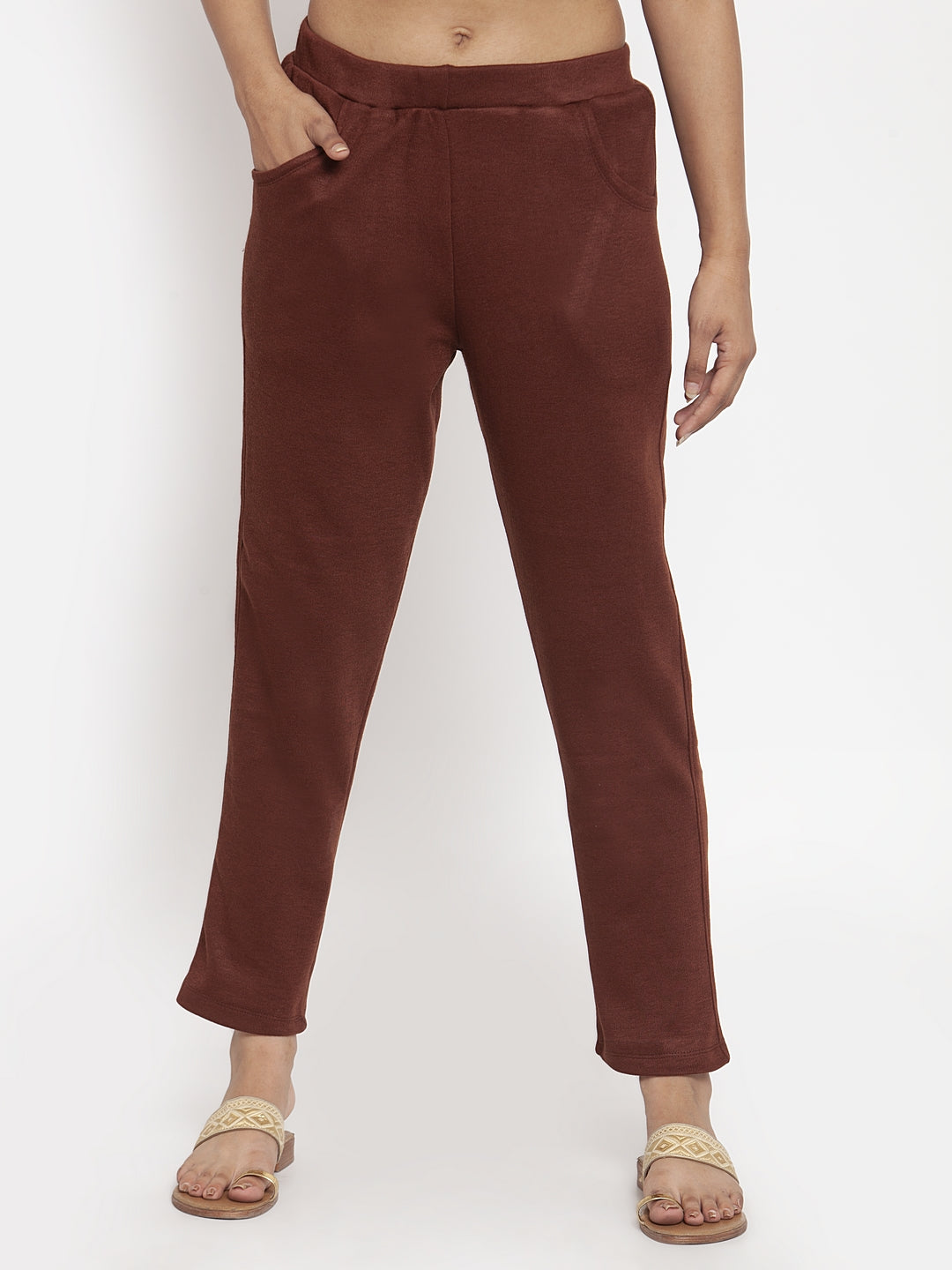 Brown Woolen Pocket Pant