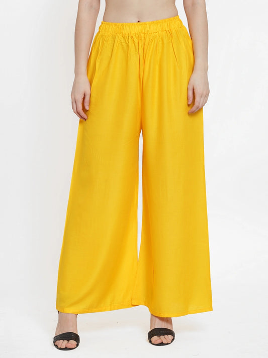 Dark Yellow Solid Rayon Palazzo