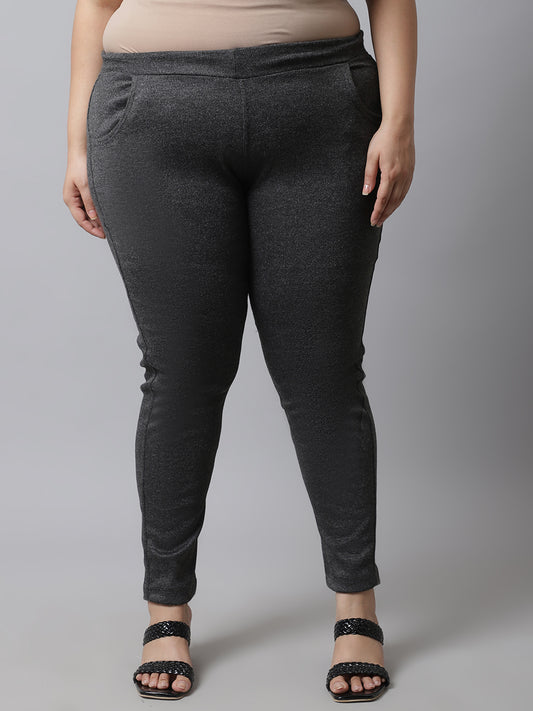 Dark Grey Woolen Plus Pocket Pant