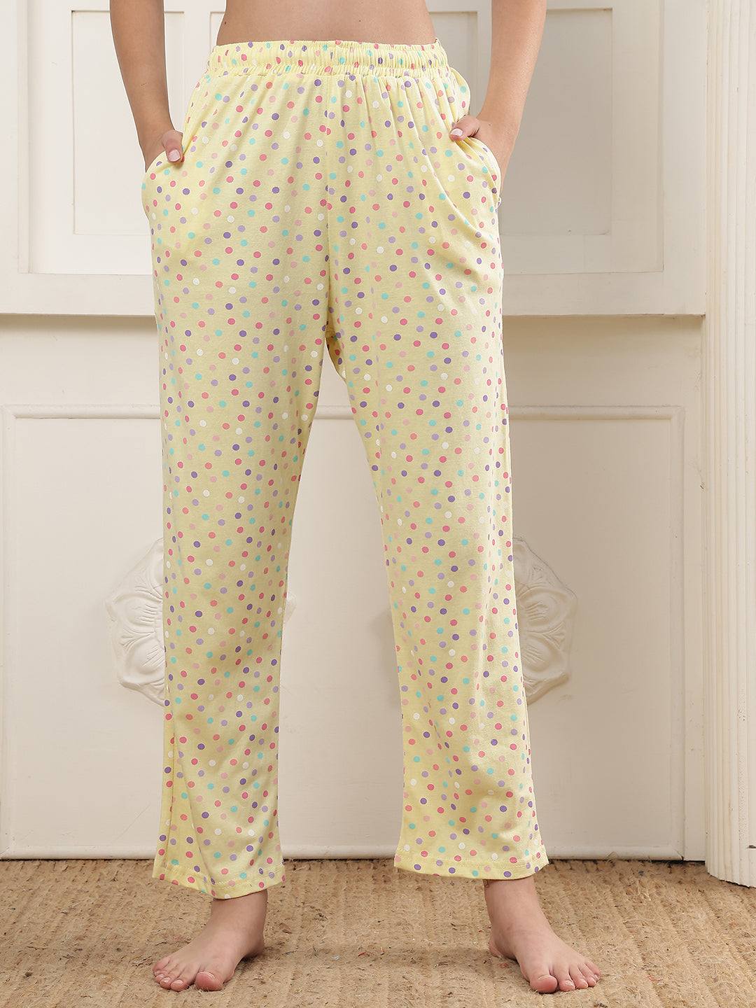 Multi Polka Dot Printed Cotton Lounge Pant