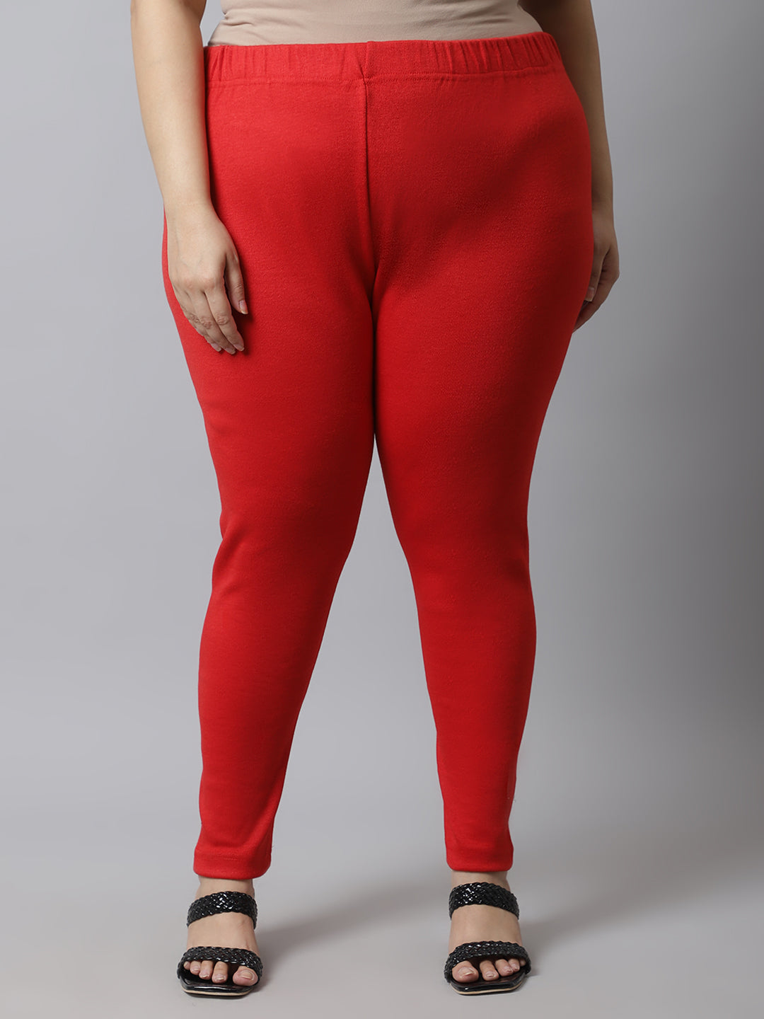 Red Woolen Ankle-Length Plus Legging