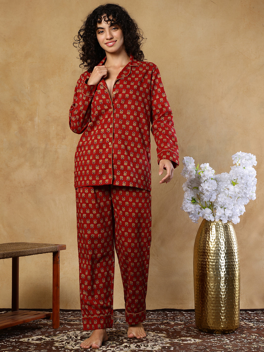 Falak Booti Collar Night Suit