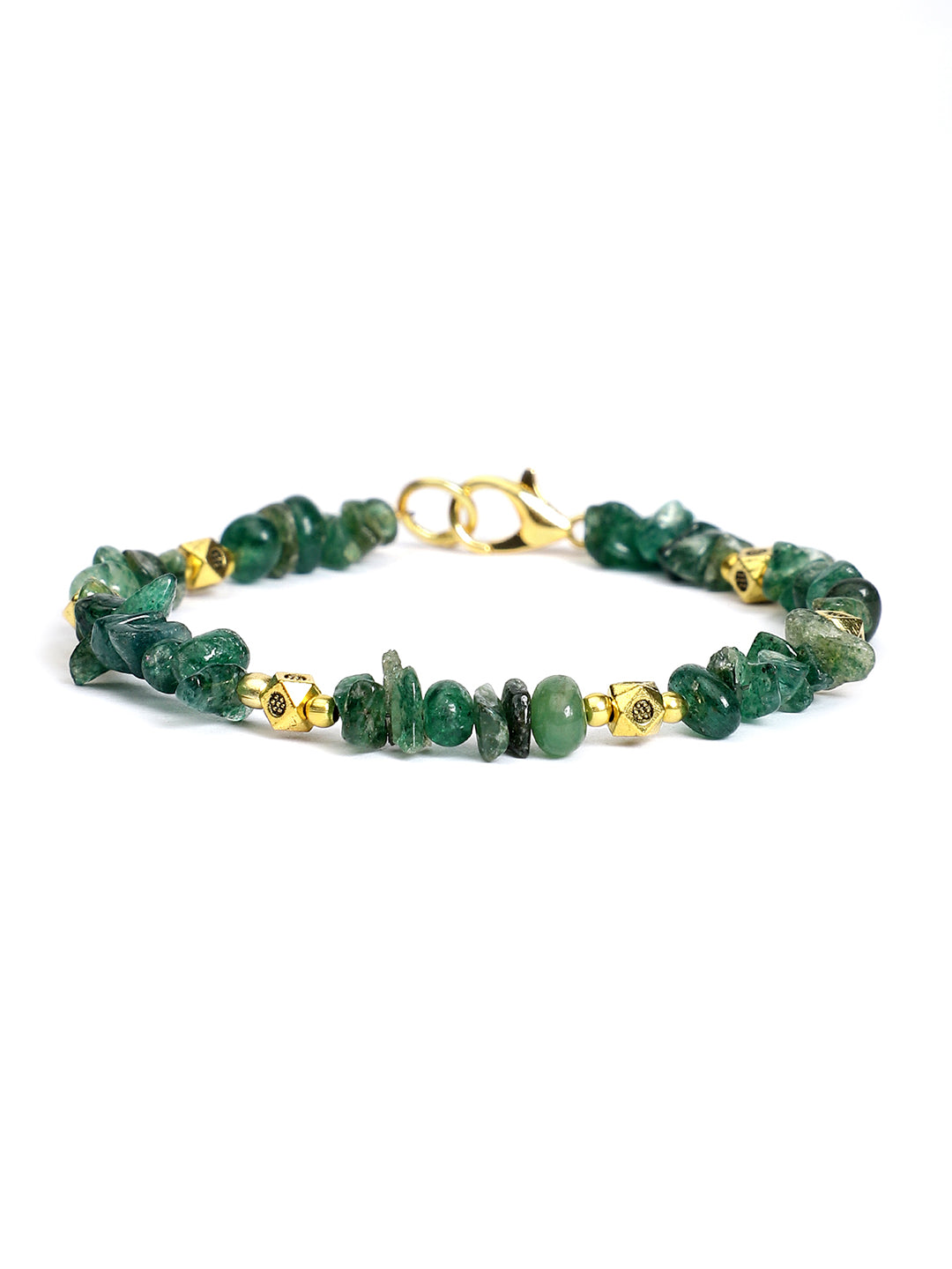 Green Aventurine Gold Charms Bracelet