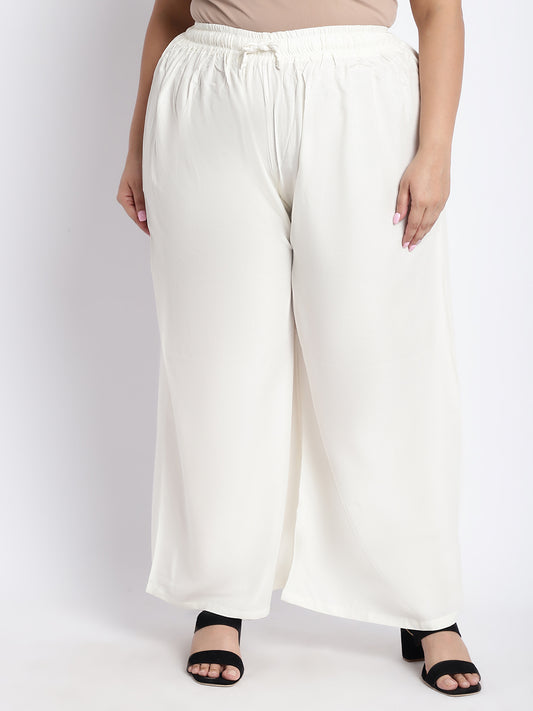 Off White Rayon Plus Palazzo