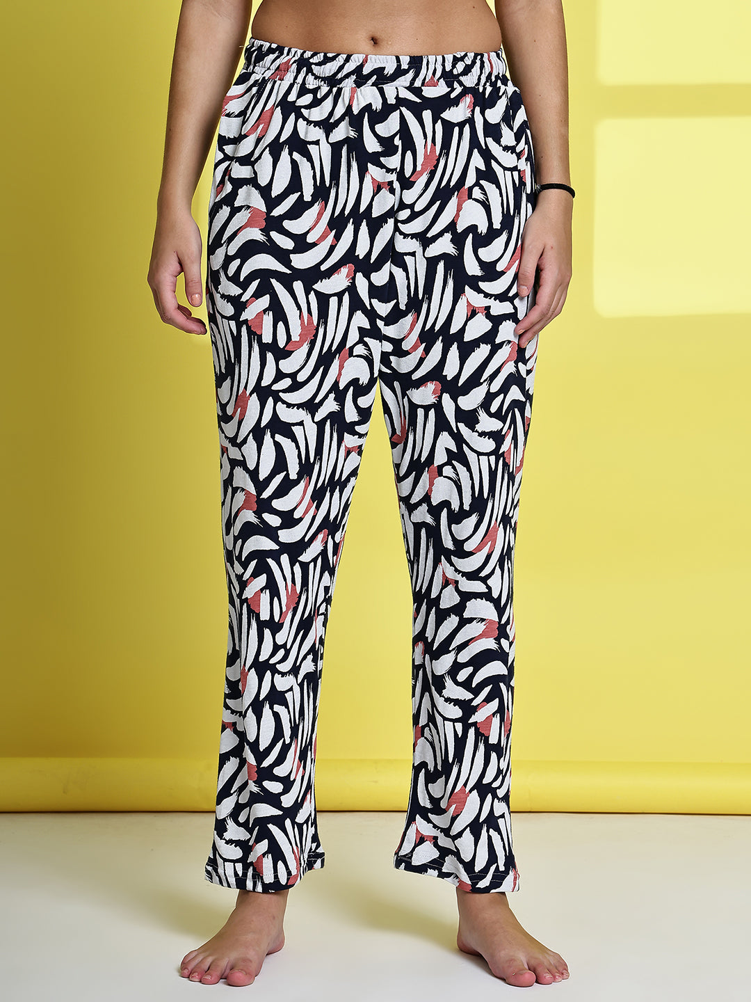 Navy Strokes Cotton Hosiery Lounge Pant
