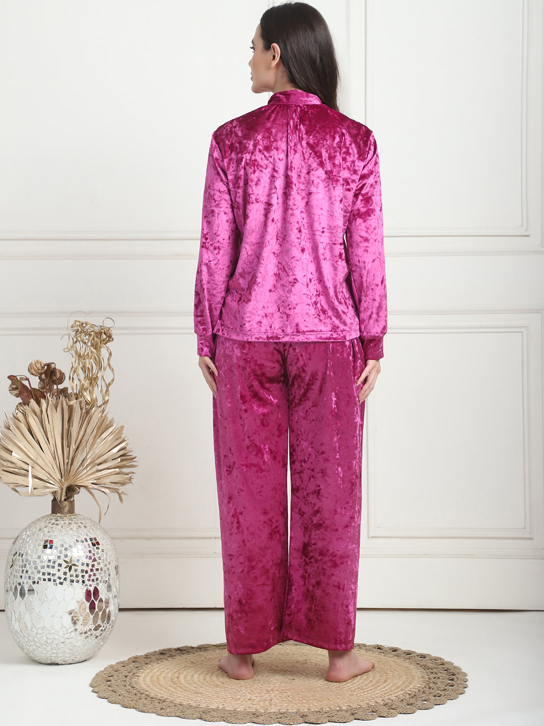 Metallic Pink Ice Velvet Lounge Set