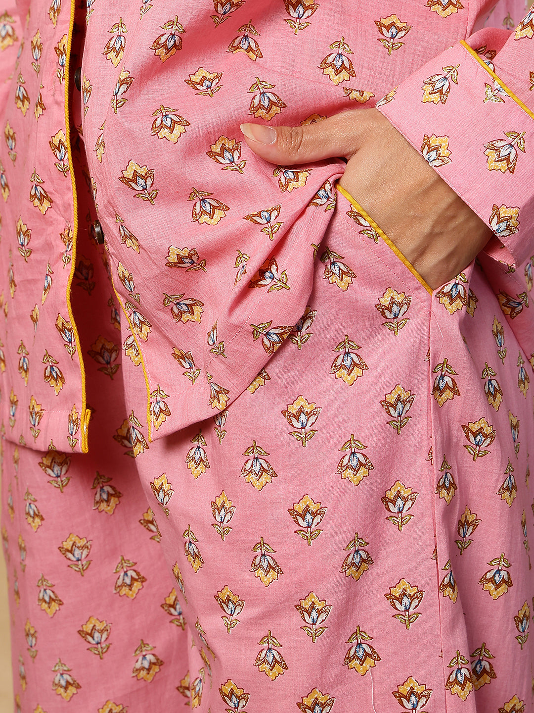 Blush Cosmos Booti Collar Night Suit