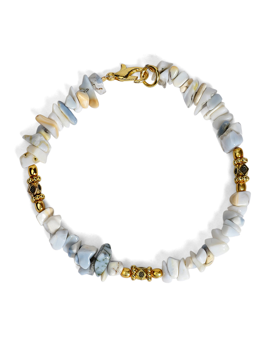 Blue Lace Agate Golden Charm Bracelet
