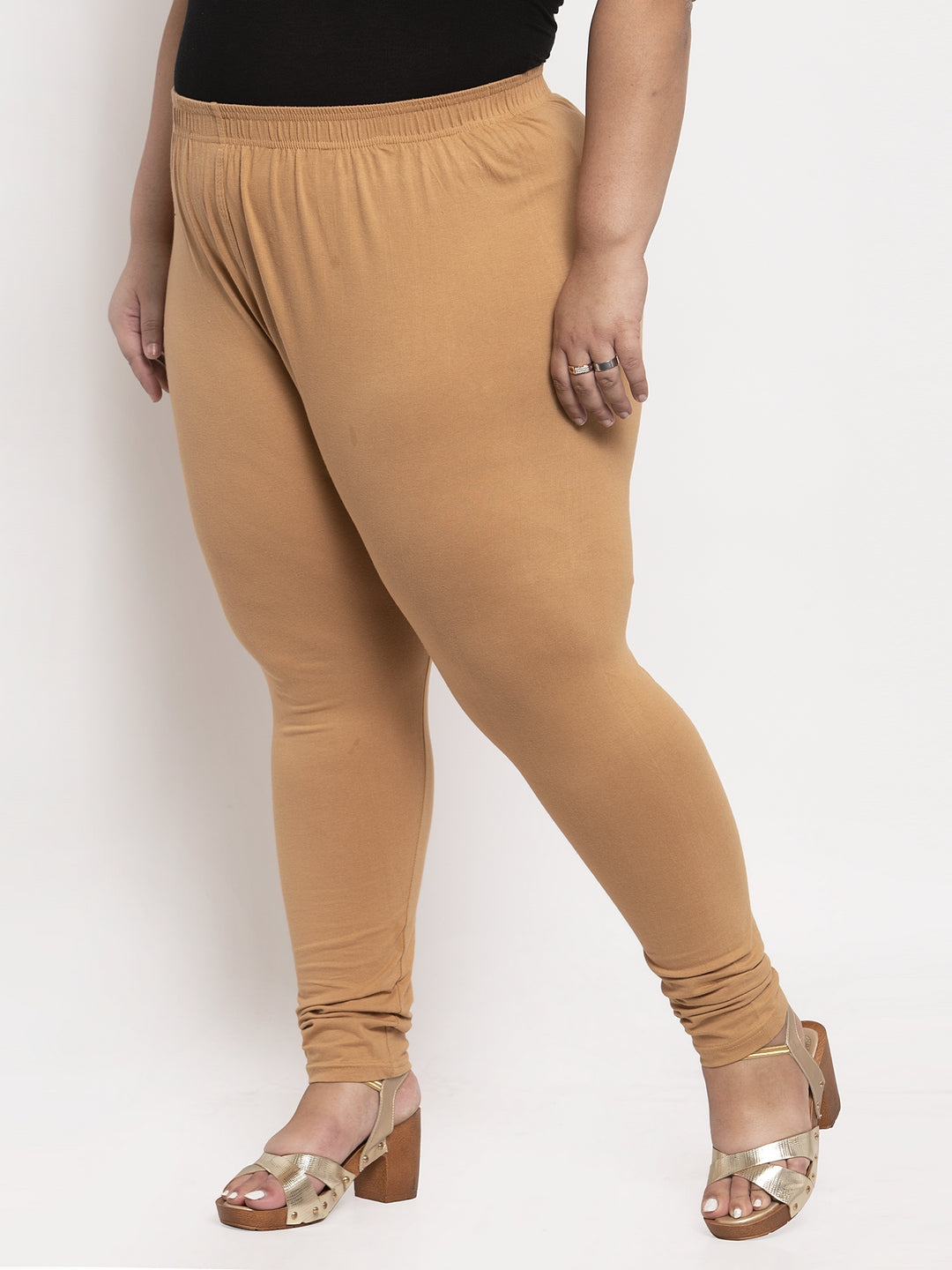 Dark Beige Ankle Length Plus Legging