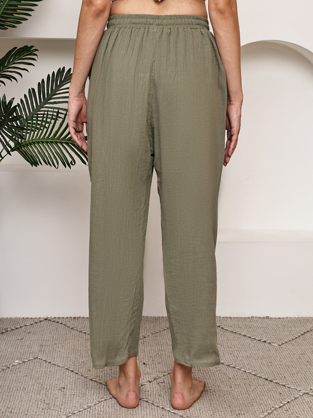 Olive Green Double Cloth Lounge Pant