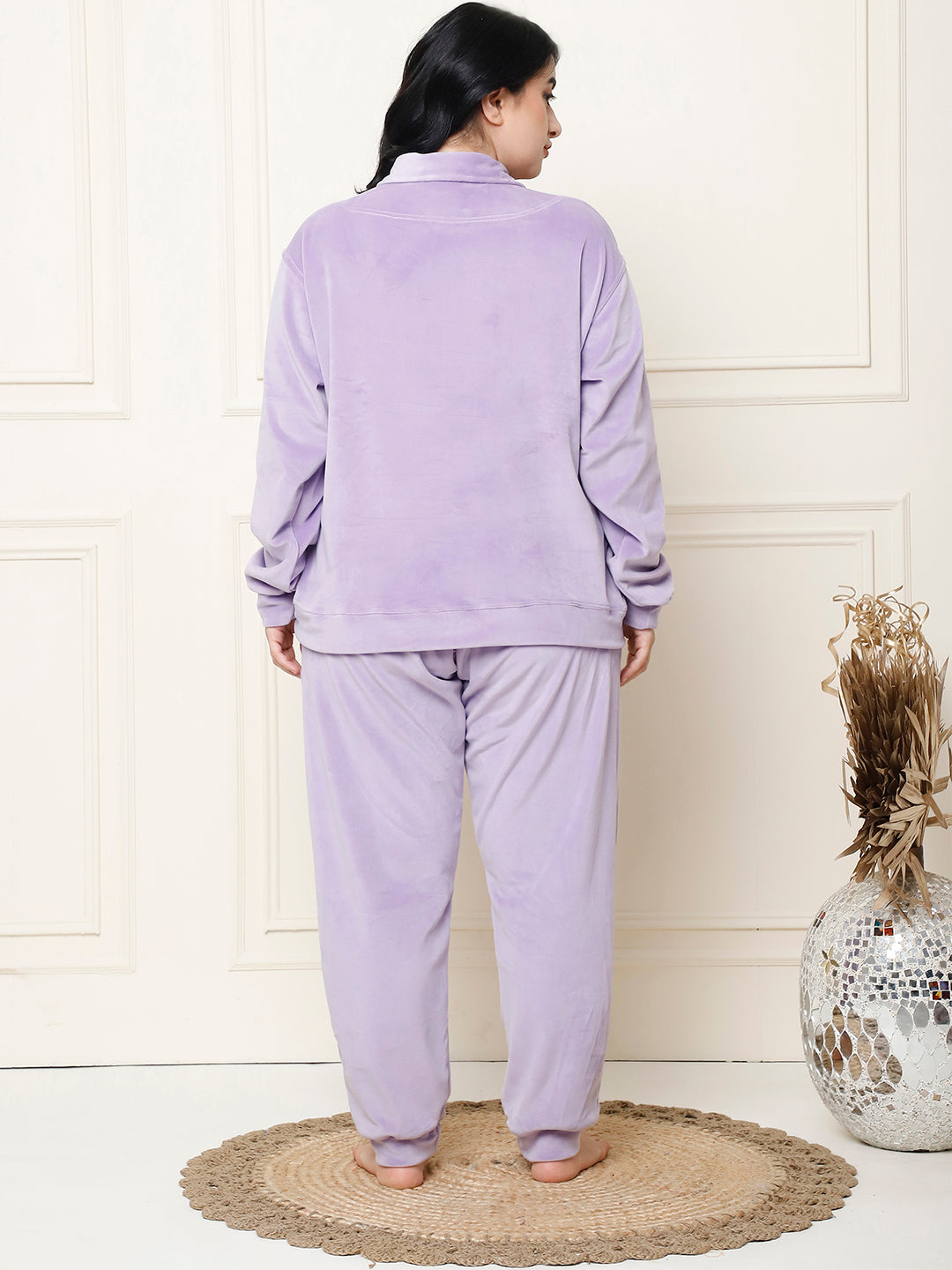 Lavender Velvet Zip Lounge Set