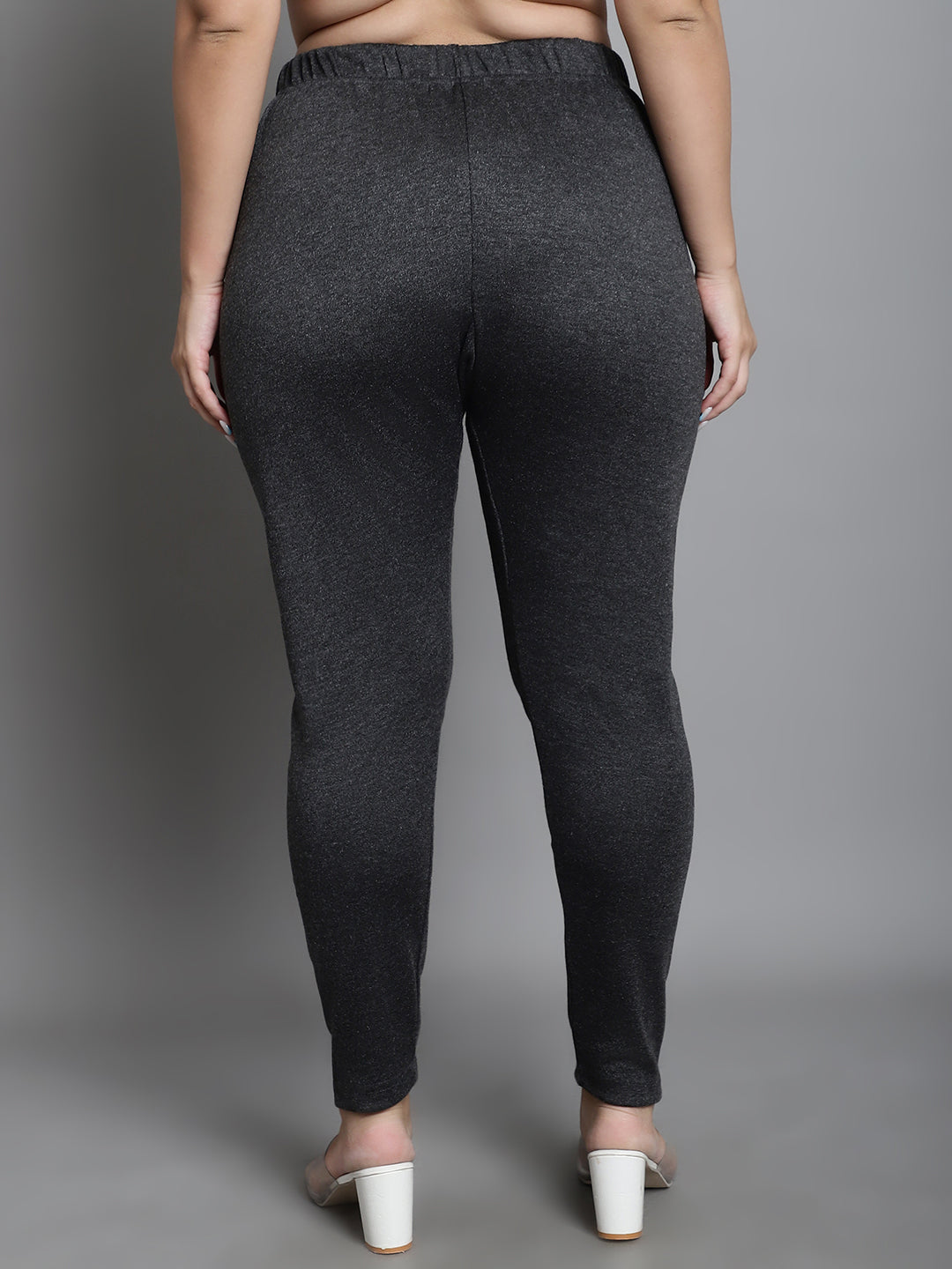Dark Grey Woolen Ankle-Length Plus Legging