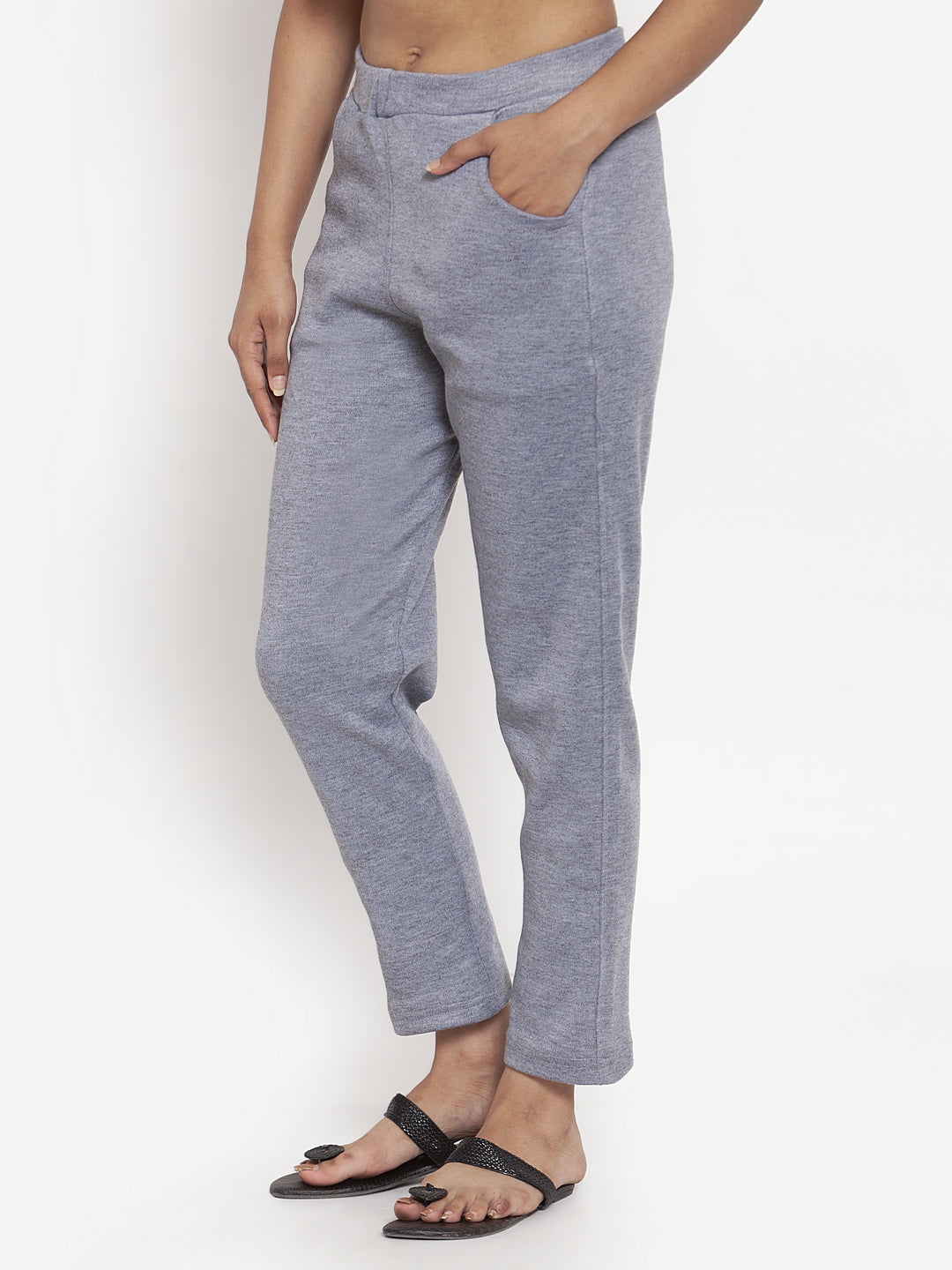 Light Grey Woolen Pocket Pant