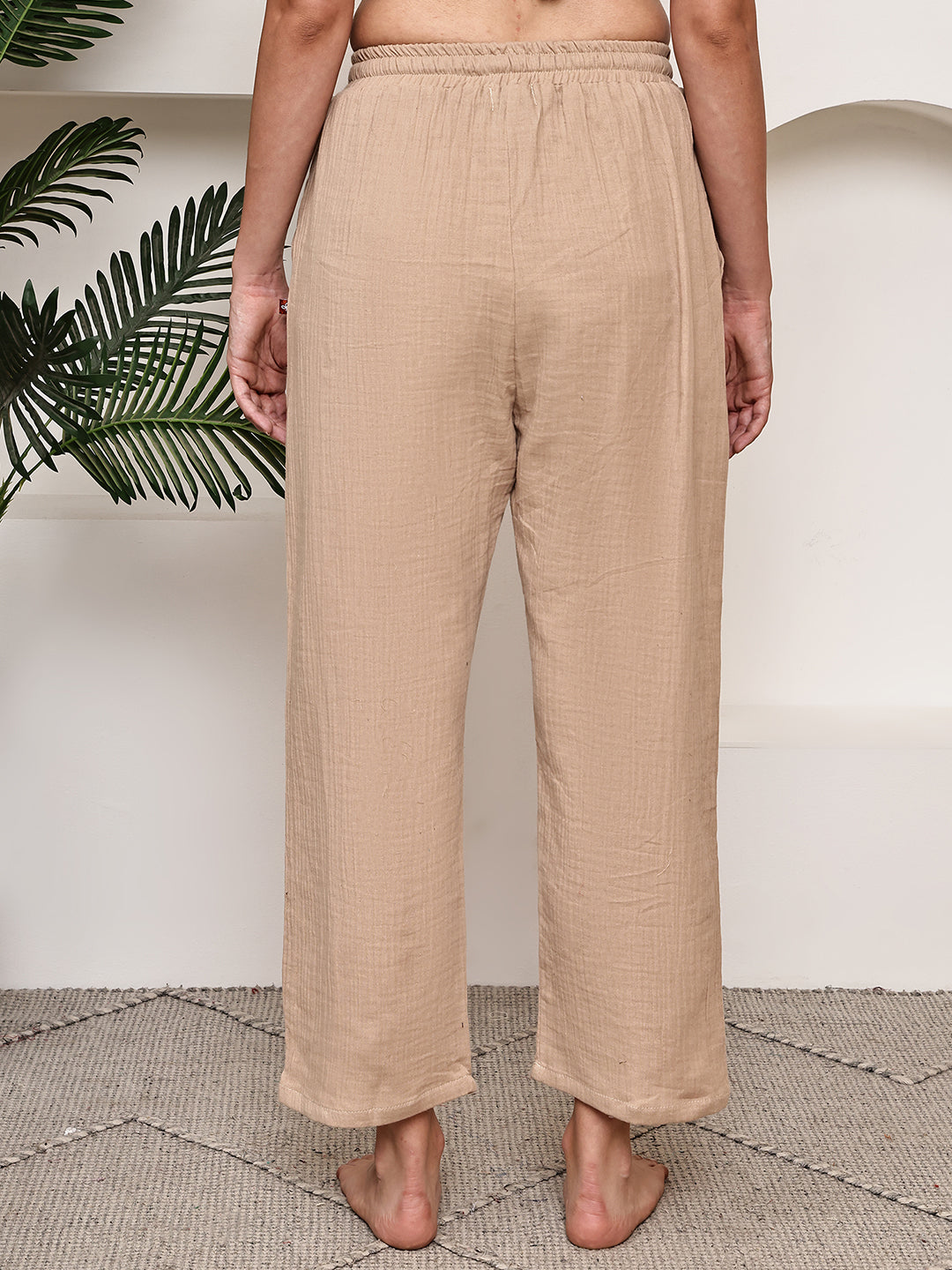 Beige Double Cloth Lounge Pant