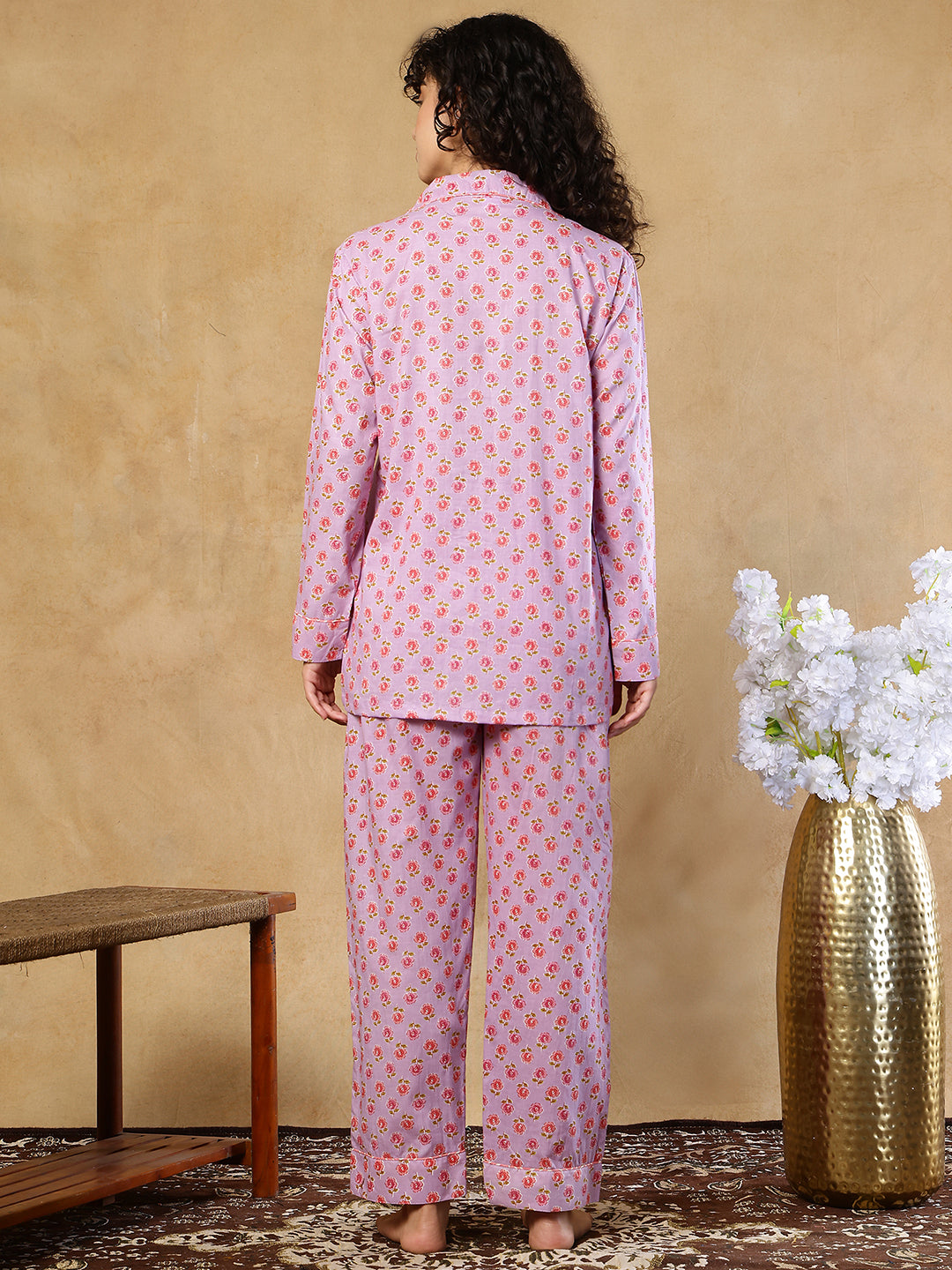Baddie Bloom Booti Collar Night Suit