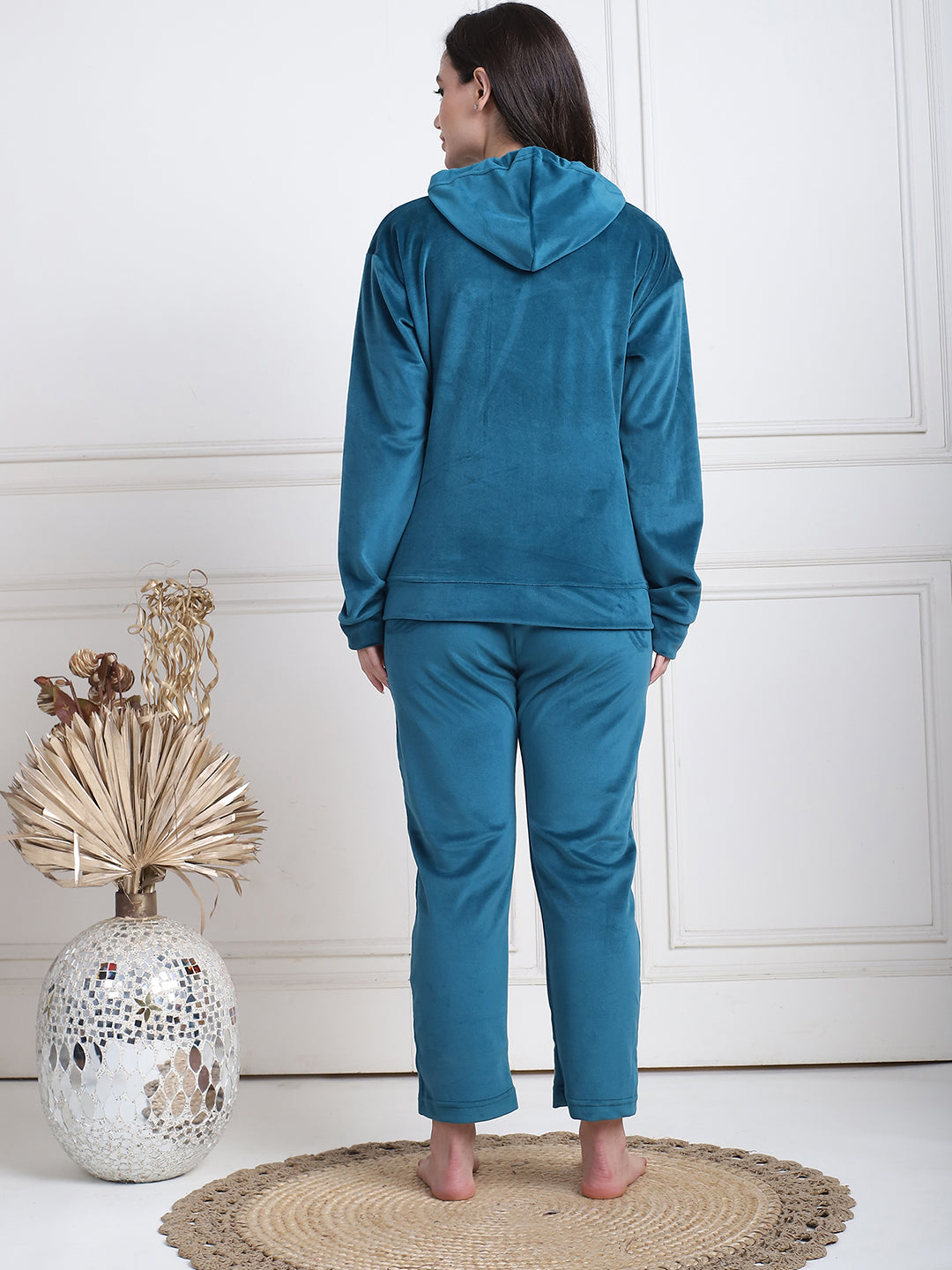 Teal Velvet Hoodie Lounge Set
